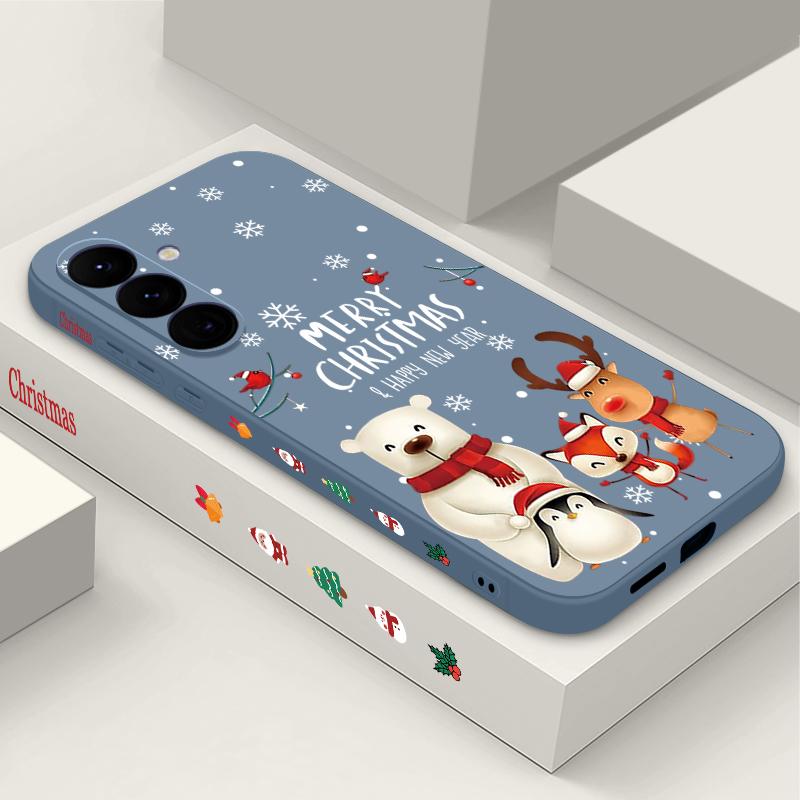 

Рождественский Медведь Лось Чехол для Телефона для Samsung Galaxy S25 Ultra S24 Plus S22 S23 S21 FE A15 A16 A17 A35 A36 A54 A55 A56 Противоударный Мягкий TPU Чехол со Шнурком Samsung Galaxy S25 FE серый