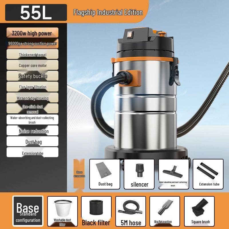 High Suction Vacuum Cleaner for Wet/Dry Use - Ideal for Initial and Grout Cleaning, Car Washing, and Industrial Needs