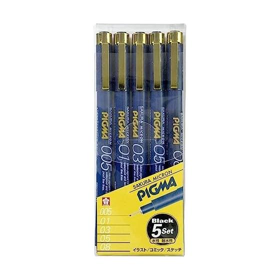 Sakura Crepas water-based pen Pigma black set of 5 ESDK-5A
