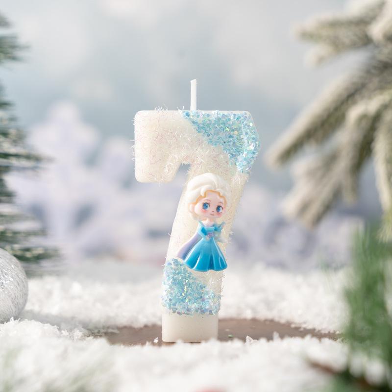 Charming Cartoon Princess Number Candles 0-9 for Christmas Decorations