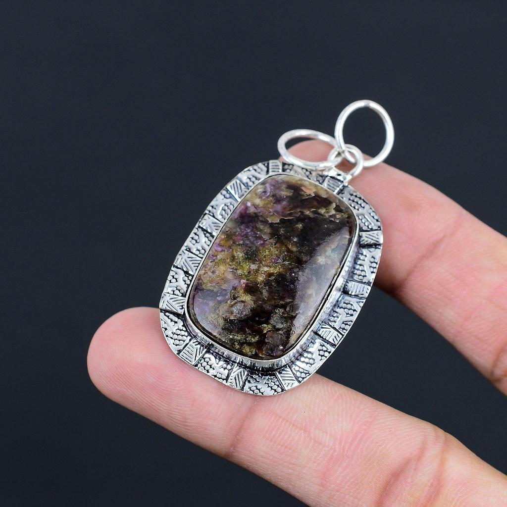 Halloween Sale Natural Charoite Anniversary New Pendant Jewelry Sterling Silver