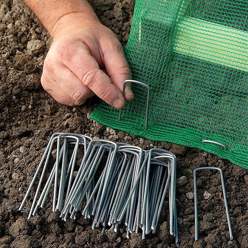 Metal Garden Stakes U Shape Landscape Staples Ground Nails Heavy Duty Fence Film Tents Securing Pegs Sod Pins Outdoor Gardening