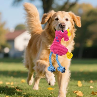 Juguete de Peluche de Ciervo para Perros Chirriante Peluche Juguete Masticable para Perros Nudo de Cuerda Juguete de Cuerda para Tirar para Perros Limpieza de Dientes Alivio del Aburrimiento