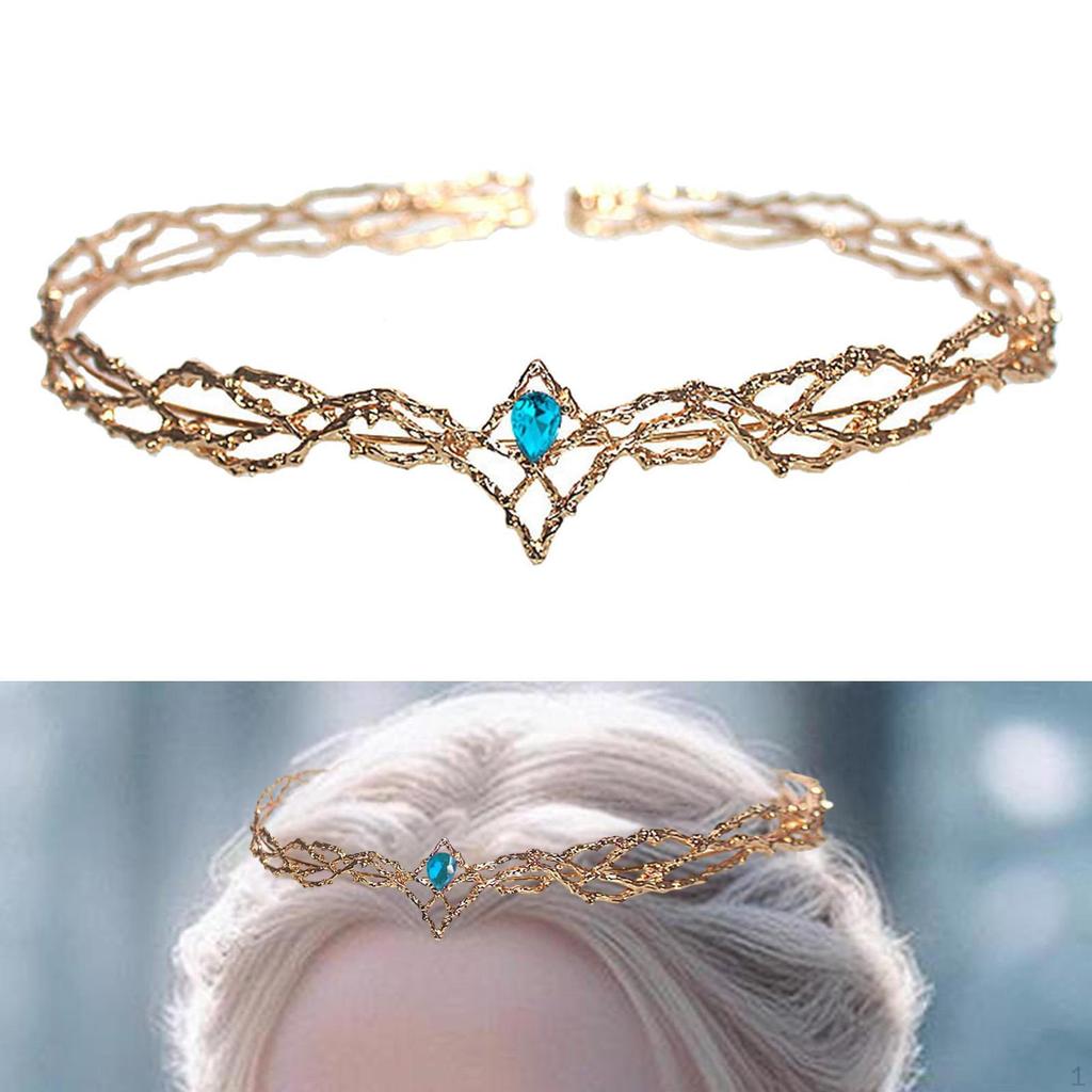 King Crown for Men Lightweight Medieval Headpiece Prom Halloween Parties Gold and Blue