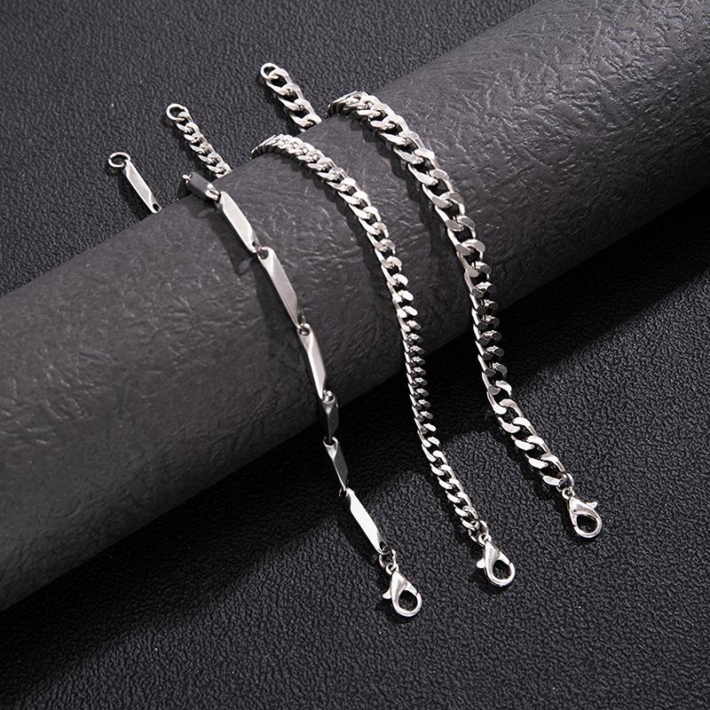 3Pcs/Set Stainless Steel Punk Cuban Chain Bracelet For Men Minimalist Silver Color Hip Hop Bracelet Party Jewelry Gifts