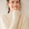 Women's Slim-Fit Ribbed Cashmere Sweater - Half-High Neck Knit Top for Autumn and Winter