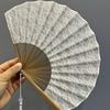 White Lace Handheld Fan Vintage Hand Cranked Fan Creative Folding Hand Fan  Gift Giving