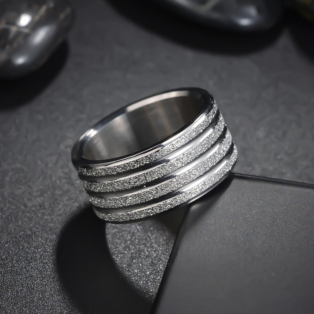 European and American New Jewelry 10MM Wide Titanium Steel Frosted Men's Ring Large Ring