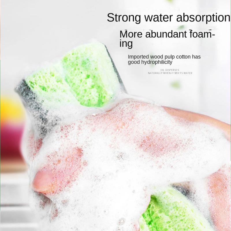 Wood Pulp Dishwashing Sponge Double-Side Pot Dish Cleaning Sponge Absorbing Scouring Pad Household Cleaning Tools