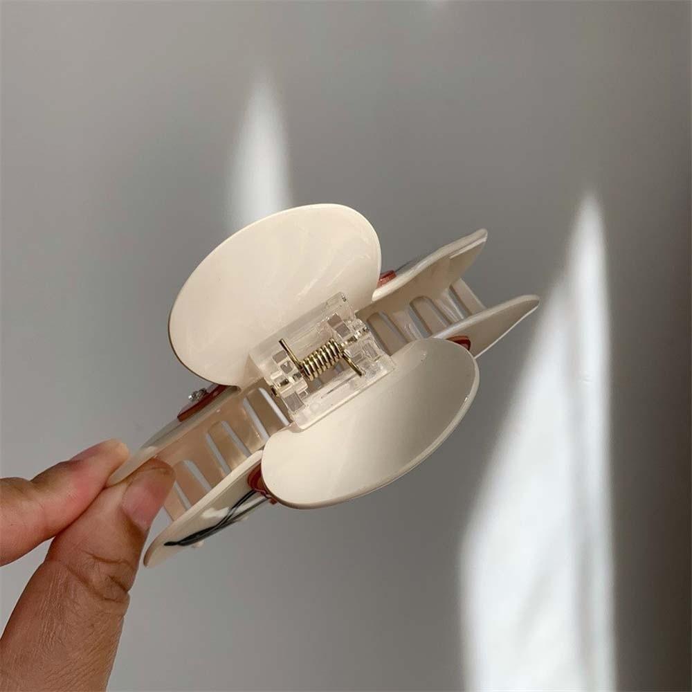 Flower Women Shark Clip Korean Style Acrylic Hair Claw Rhinestone-inlay Hair Claw  Travel