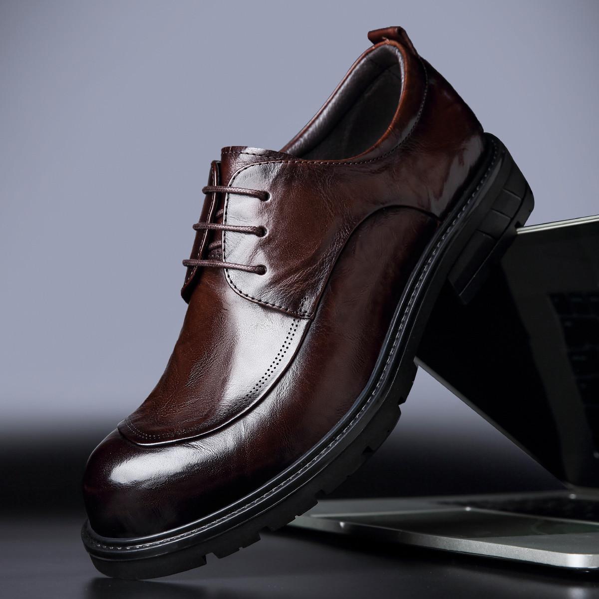 

Men s business dress leather shoes high-end leather men s shoes first layer cowhide big head wedding derby shoes trend versatile 44