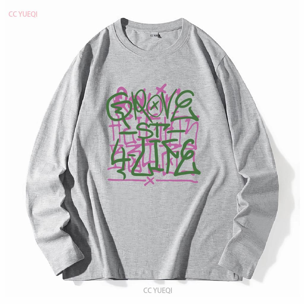 Grove Street Graffiti T-shirt in Cotone Pesante vintage Lavata Traspirante Elasticizzata Casual grafica Leggermente Morbida moda streetwear