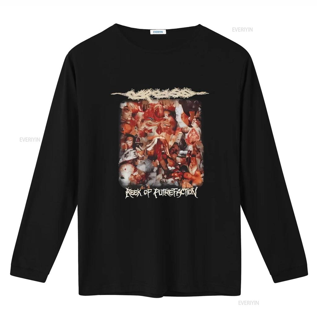 Rzadka koszulka Carcass Reek Of Putrefaction Unikalny nadruk Horrorowy dla fanów Metalowych vintage Sprana odzież uliczna męska Wygodna