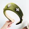 British Crown Hair Hoop Baroque Rhinestone Pearls Hairband Retro Velvet Triangle Headband  Banquet