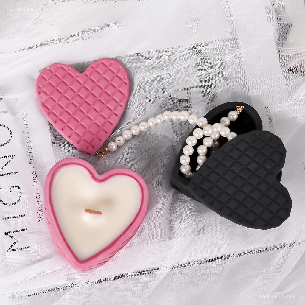 Gitter Herzförmige Schmuckaufbewahrungsbox Silikonform DIY Harz Beton Kerzenhalter Gips Blumentopf Bastelform Heimdeko Geschenk