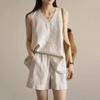 Spring and Summer Fashion Vest Top Loose Shorts Thin Two-piece Set