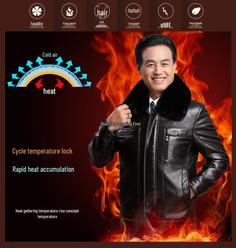 Men's Warm Leather Jacket for Middle-aged & Elderly 