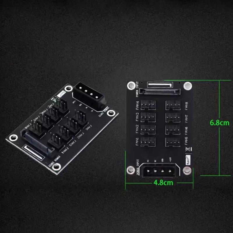 12V Fan Splitter HUB Computer Cooling Fan Expansion Card Add Cooling Solution for Cooling Efficiency