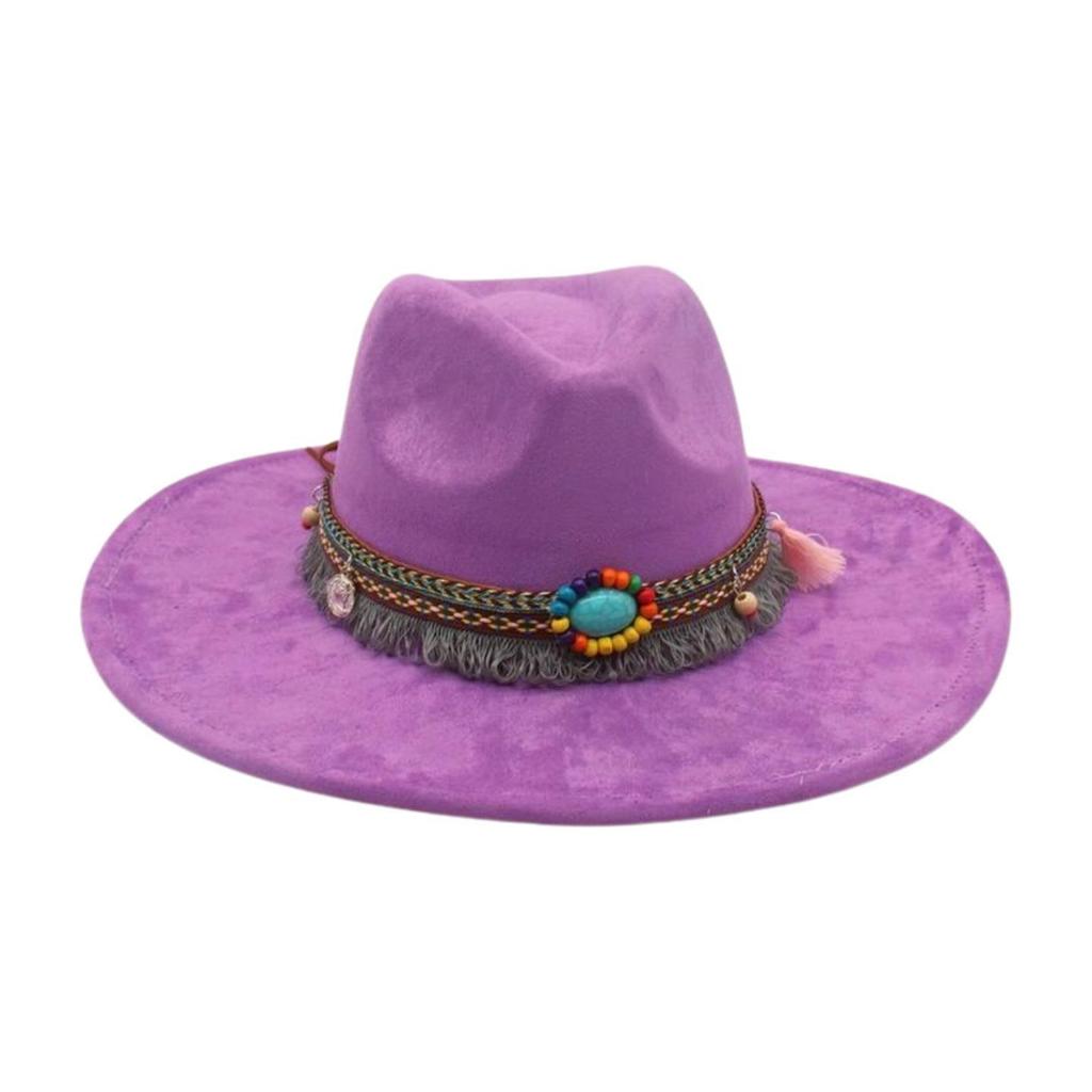 Round Flat Brim French Ethnic Style High-End Top Hat New Stage Jazz Hat Western Cowboy Hat