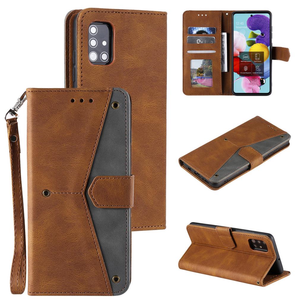 Applicable to Samsung S25 calf pattern splicing leather case A56 retro matte card wallet bracket protective case A27