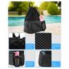 1pcs Mesh Drawstring Backpack Large Capacity Gym Beach Travel Bag Polyester Outdoor Sports Backpack