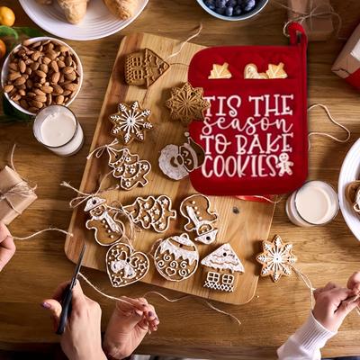 3/5 pièces Manique Festive de Noël, Décoration de Cuisine pour les Fêtes, Tapis de Plaque à Biscuits de Fête, Convient pour les Cadeaux de Noël