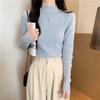 Fashion Solid Half High Neck Knitted Sweater Women Slim Fit Casual Elegant Pullover Sweaters Autumn and Winter Long Sleeve Knitwear Sweater Tops 24841