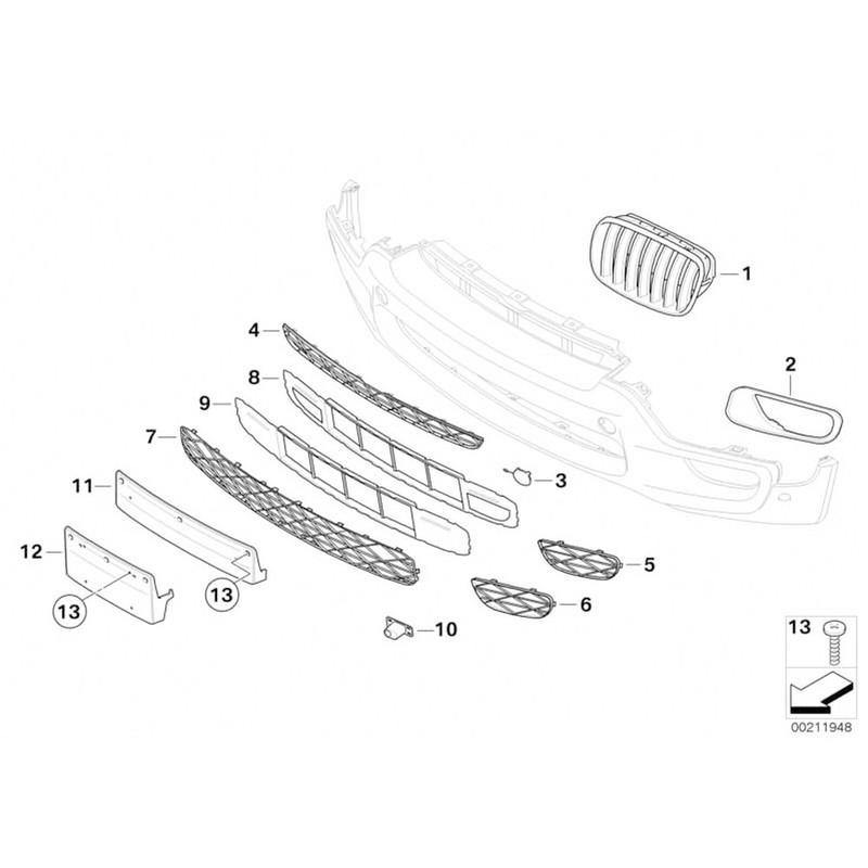 51118038287 51118038288 For BMW X5 E70 M-Sport 2007- 1PCS Side Front Bumper Grille Fog Light Cover Grille Car Accessories