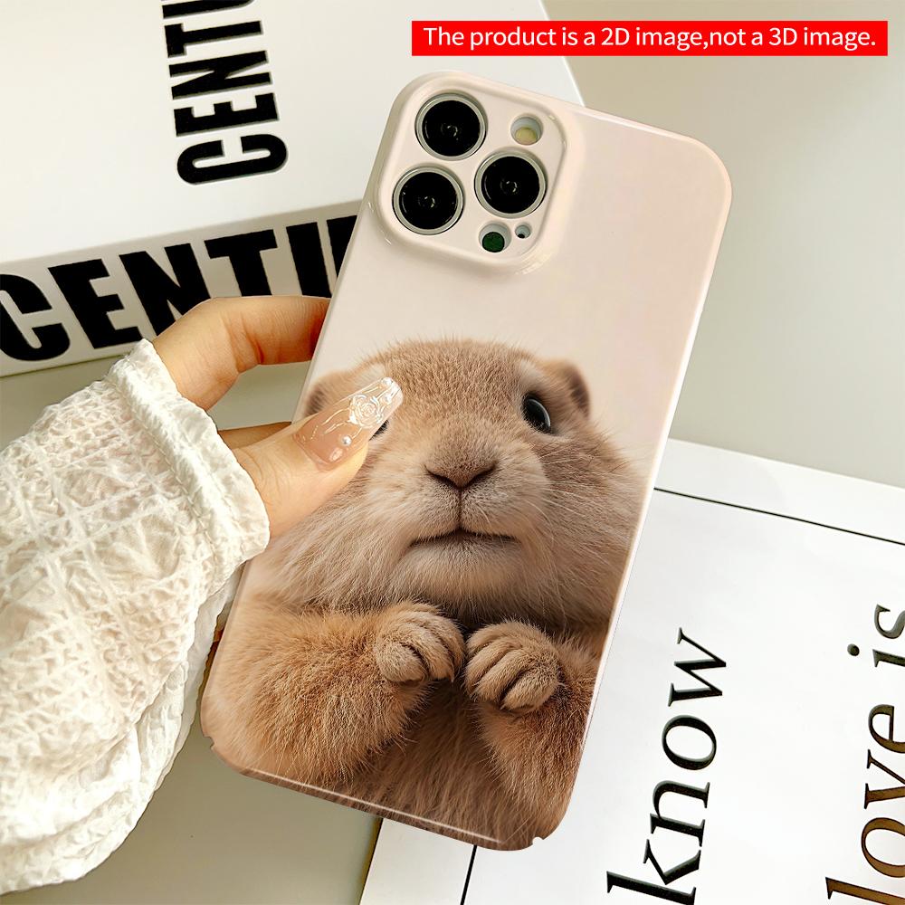 Cute Bunny Hands Up Phone Case All Inclusive Film Hard Phone Case, Compatible with iPhone 18 Pro Max 17 16 15 14 13 12 11