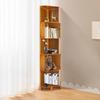 5-Tier Corner Bookcase Shelf - A-Shaped Bamboo Storage Stand - Modern Brown Freestanding Display Rack for Living Room & Bedroom