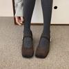 Gray Mary Jane Fluffy Shoes Women's Winter Wear New French Retro Woolen Thick Heel Single Shoes Women's Velvet High Heels