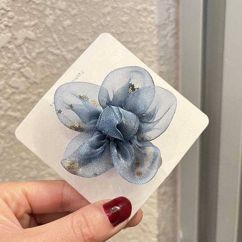 Korean Silk Gauze Flower Hair Tie Rubber Band for Girls