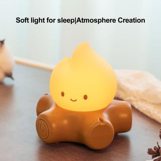 Night Light Long Battery Life USB-C Charging Bonfire Shape BPA-Free