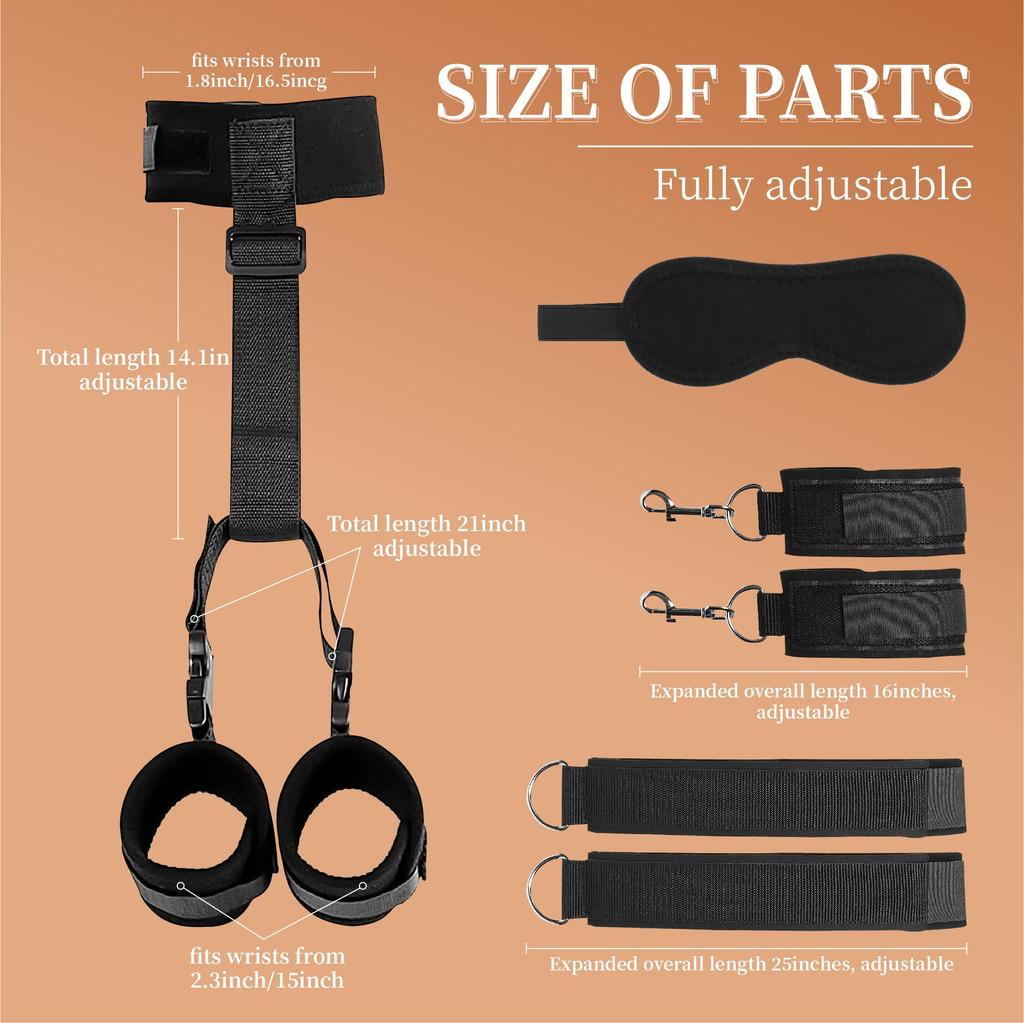 Sex Bondage Strap Wrist Thigh Cuffs  Restraints Set Sex Toys for Women Restraints Bondage Sex Blindfold Couples SM Games