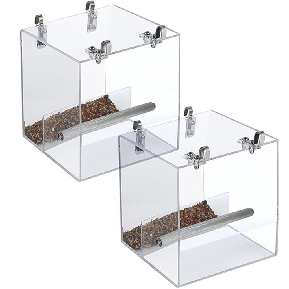 Hanging Acrylic Bird Feeder Spill-proof Cup Parrot Parakeet Tray Bird Automatic Feeder  Cockatiels