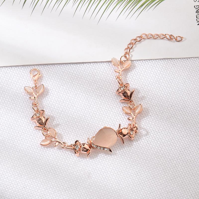 Fashion Trend Dazzling Leaves Bracelet Rose Gold Bracelet Personality Female Accessories KTJ