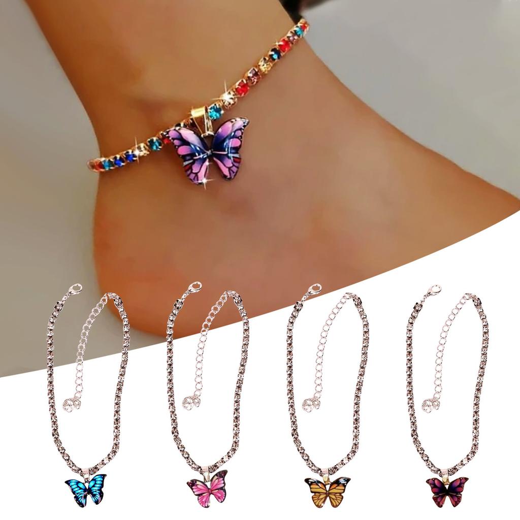 Women's Fashionable And Fashionable Colorful Butterfly Diamond Chain