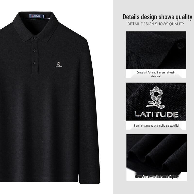 MONTAGUT Men's Autumn/Winter 100% Cotton Pique Long-Sleeve Polo Shirt