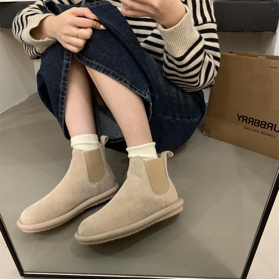 Winter Retro Women's Cotton Shoes Padded Warm Short Boots Flat Cotton Shoes