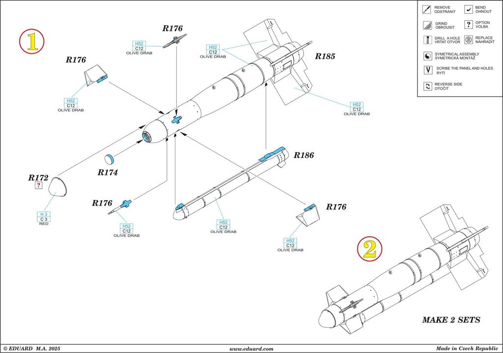 Eduard Brassin Guided Missile Plastic Model Kit Parts EDU6481107 1/48 AGM-130 Air-to-Surface (Airplane)