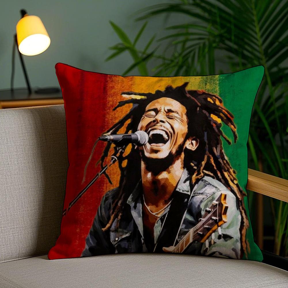 Reggae Rock Bob Marley Pillow Case Plush Fabric Soft Pillowcase Double Sided Print Sofa Cushion Cover Throw