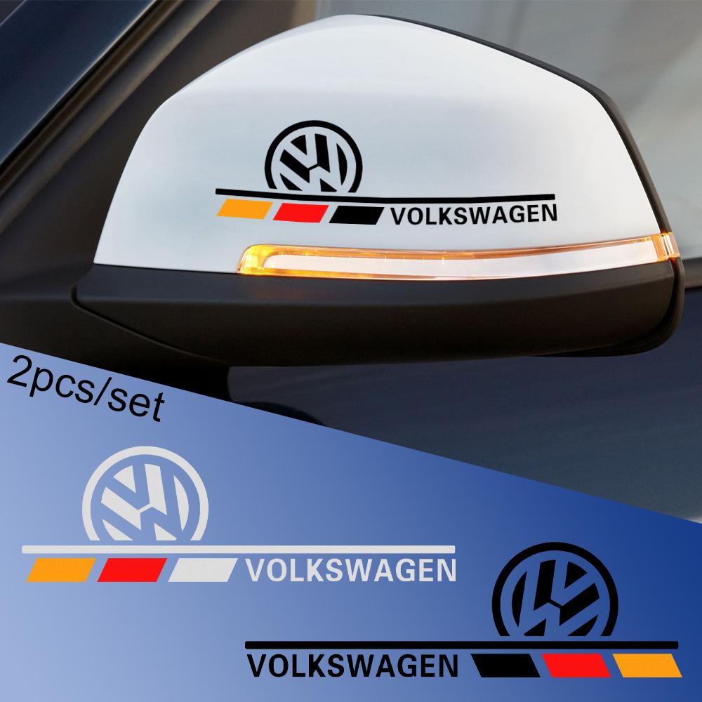 SVLHP1 2Pcs Car Logo Body Vinyl Sticker Decoration Accessories For VW GTI Golf8 Polo Passat Mk6 MK7 Tiguan R32 RLine Magotan Jetta Bora