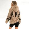 Winter Oversize Hooded Fleece Sweatshirt for Women Thickened Cotton Loose Long Sleeve Half High Neck Casual Pullover Top