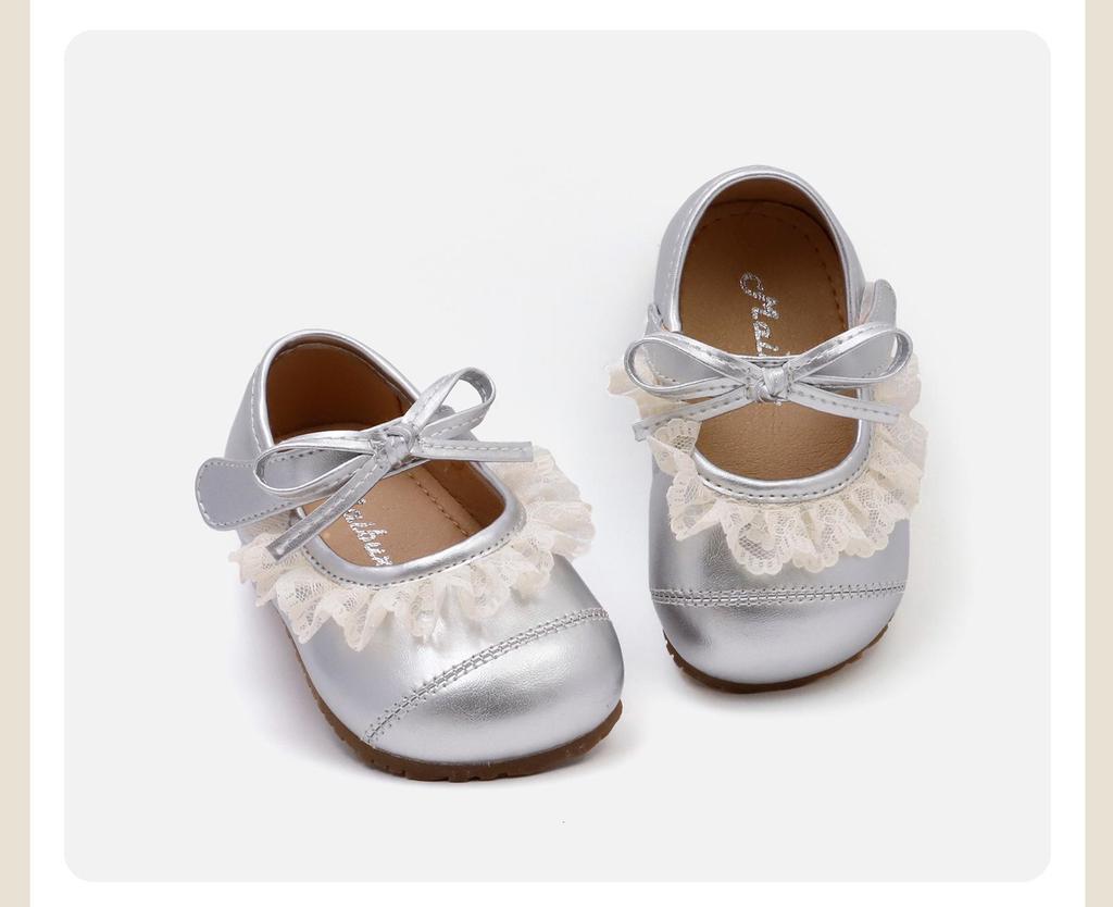 Spring Soft Leather Toddler Shoes with Lace & Butterfly Knot - Princess Style for Baby Girls