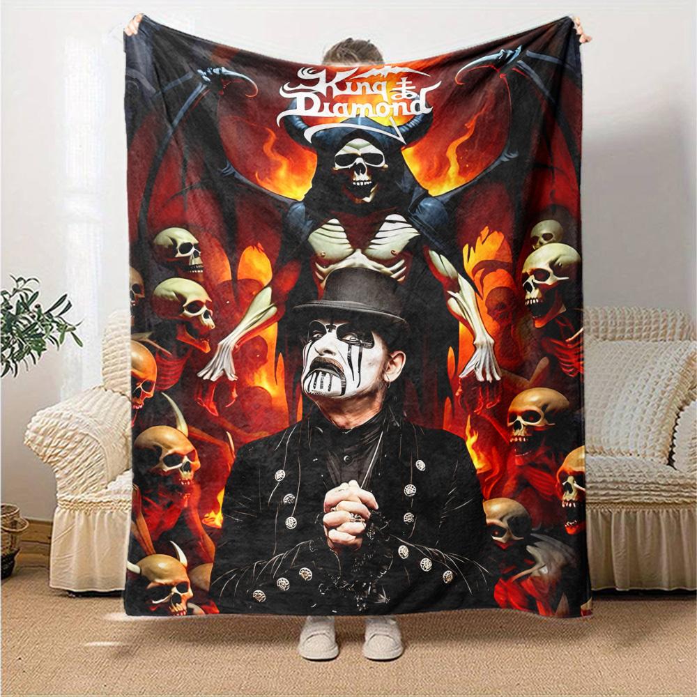 1pc King Diamond Themed Printed Soft and Comfortable Home Blanket, Small Throw Blanket, Nap Blanket, Suitable as a Gift l035