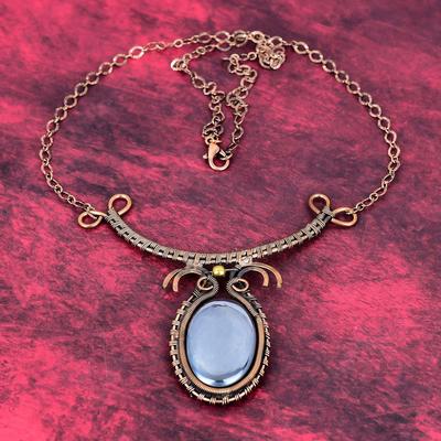 Shungite Necklace Copper Wire Wrapped Jewelry Adjustable Chain Necklace Gemstone Handmade Necklace Engagement Gifts Copper Designer Necklace