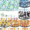 30PCS Silicone Bead Set - Cute Dinosaur, Plant & Flower Designs for DIY Jewelry, Keychains, Bracelets & Craft Pens