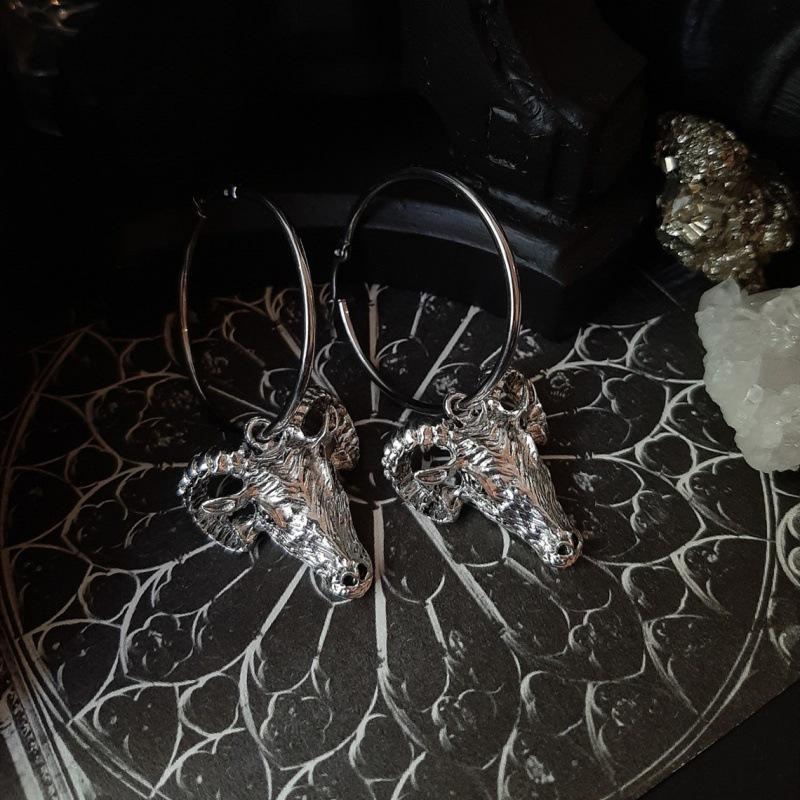 Shi Yong Baphomet Goat Pen Earrings - Gothic Medieval Alternative Style