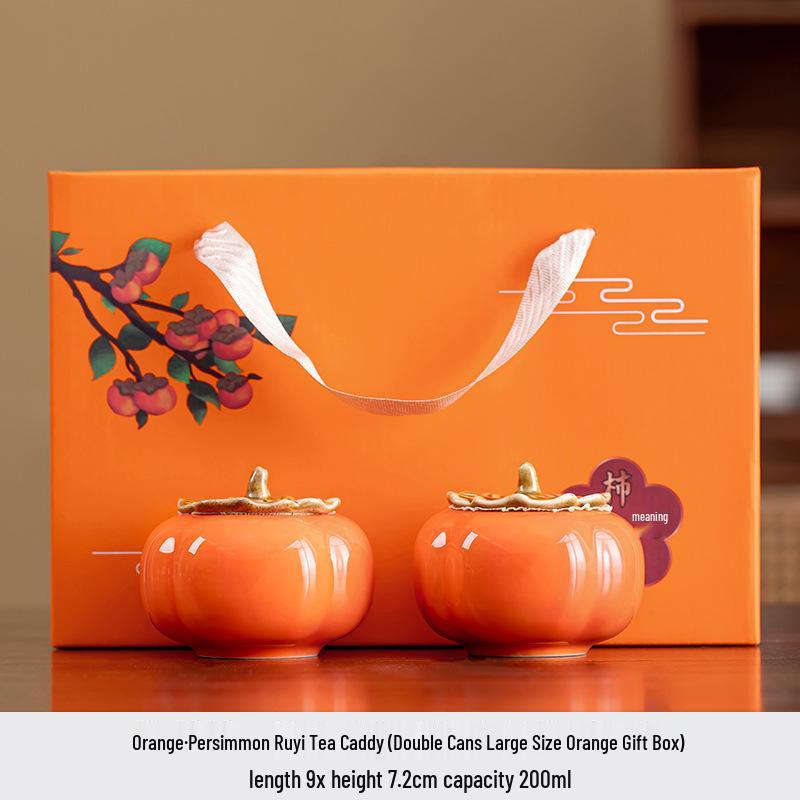 Creative Lucky Persimmon Peanut Candy Jar - Sealed Tea Gift Box for Weddings & Events Customization