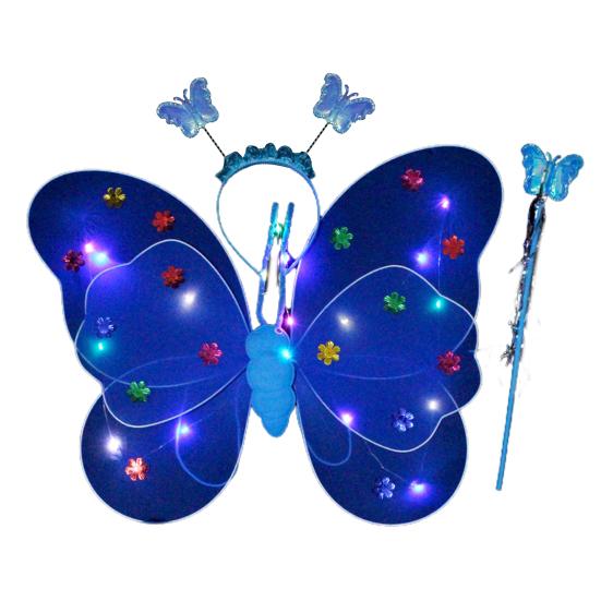 3Pcs/Set Luminous Butterflies Wing Light Up Costume Accessories Cute Vivid Kids Performance Glowing for Festival